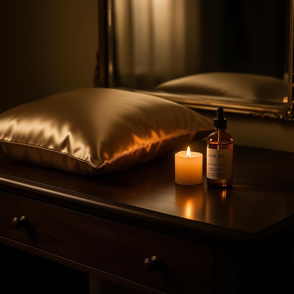 The midnight ritual: silk, oil, stillness.